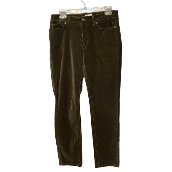 J. Jill Velour Dark Green 5 Pockets Pants Size 6 - Picture 1 of 8